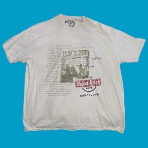 Hard Rock Cafe Barcelona T Shirt Men XLarge Adult Beige Spain Music Bar VTG